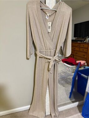 l*space Taupe Wrap Jumpsuit Robe with Self-Tie Belt